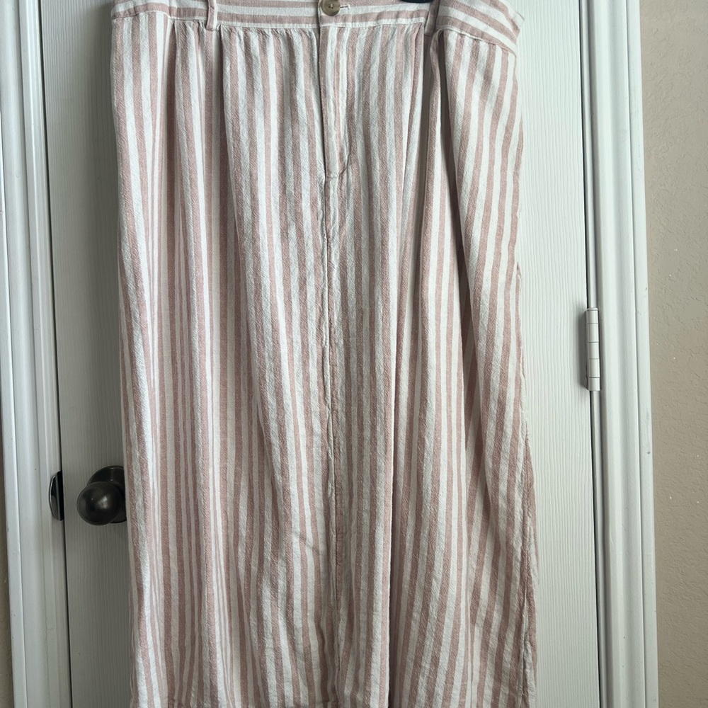 A New Day Pink and White Striped A-Line Skirt